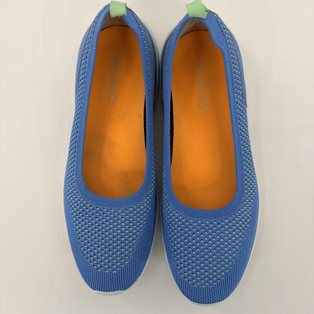 Vionic Kallie Shoes Womens 7.5 Light Blue Slip On Knit Walking Casual Sneakers - Picture 3 of 11